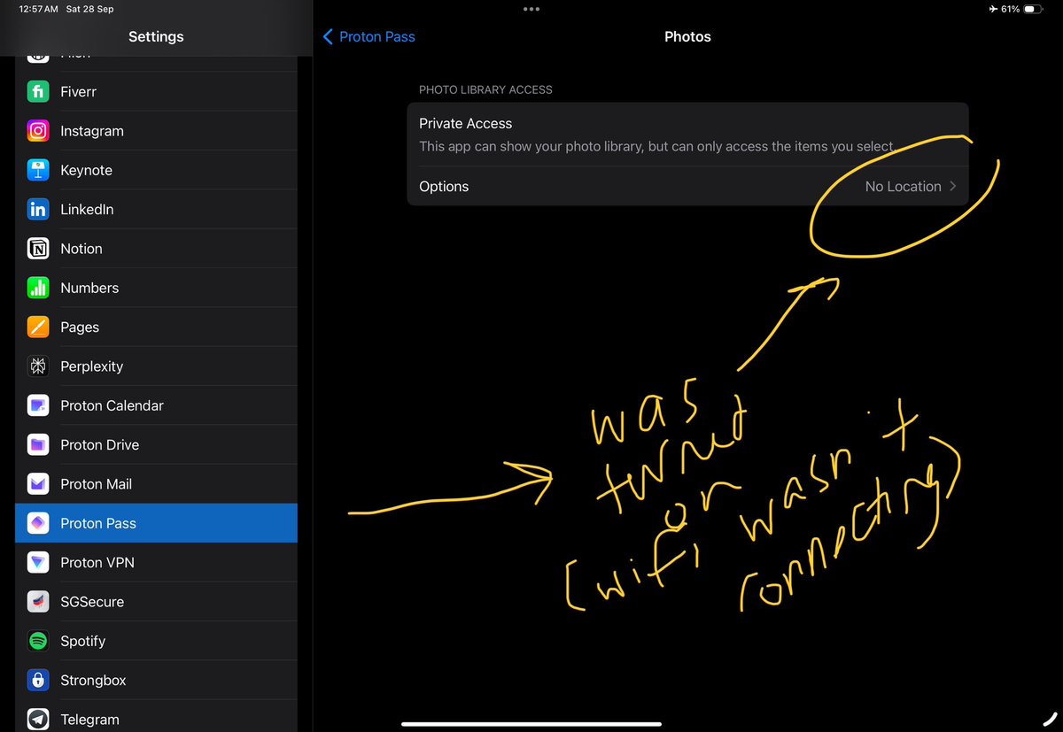 hak_feed0's tweet image. @ProtonPrivacy @Proton_Pass @ProtonVPN @ProtonMail #ProtonPass began escalating @Apple #iPadPro #M4 #Photo privileges and began enforcing the Limited Access control over media. Some disk write over kernels. Access when locked - Home Control.. im on #lockdownmode. @BleepinComputer