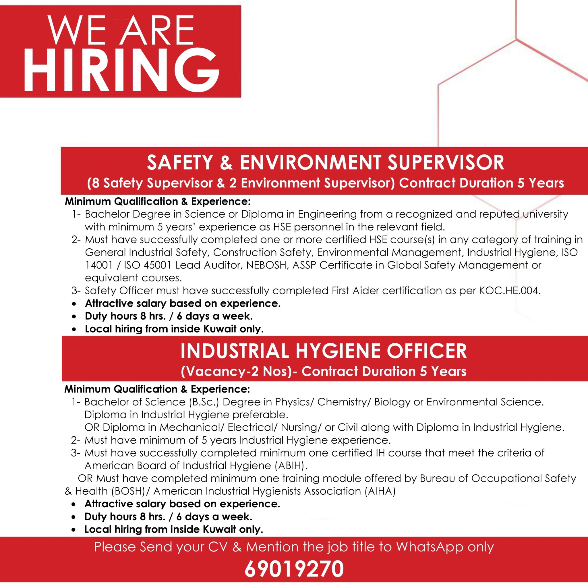 Hiring Gulf Spic Company Multiple Jobs