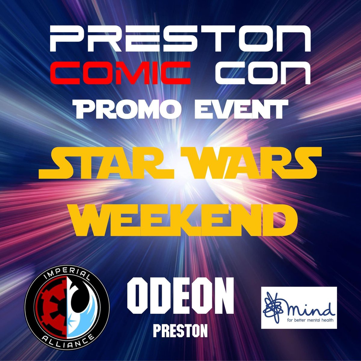 🚀 This weekend, why not pop down to <a href="/ODEONCinemas/">ODEON</a> #Preston ?
Watch the #StarWars films back on the big screen, there’ll be photo opportunities, props, &amp; an appearance from #ImperialAlliance ! 
You can also buy #ComicCon 🎟️ here - saving the postage costs! 🚀 #starwarsfans #geek