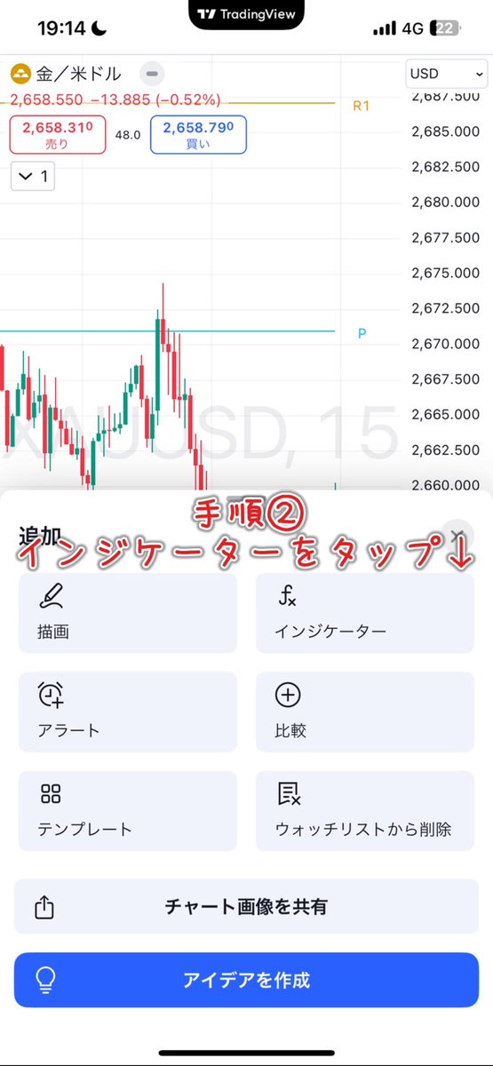 yuna_ito_fx's tweet image. 凄い数の『終わった』コメントきたー！！😳

次の手順はpivotを追加しましょ〜！

手順表
①画面下部の＋ボタンを押す
②インジケーターボタンを押す
③『pivots』と検索してタップで追加する

どう？みんなできたかなー？？☺︎

まだ続きあるから終わった方は『終わった』とコメントよろしくね♪