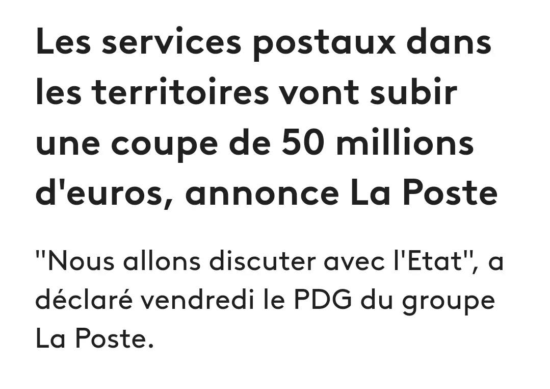 A contresens ! 
La poste aurait pu être une partie de la réponse aux déserts de services publics dans nos territoires en inventant des nouvelles façon d'utiliser ce magnifique réseau de proximité (lien social, aide informatique et administrative, etc.).
