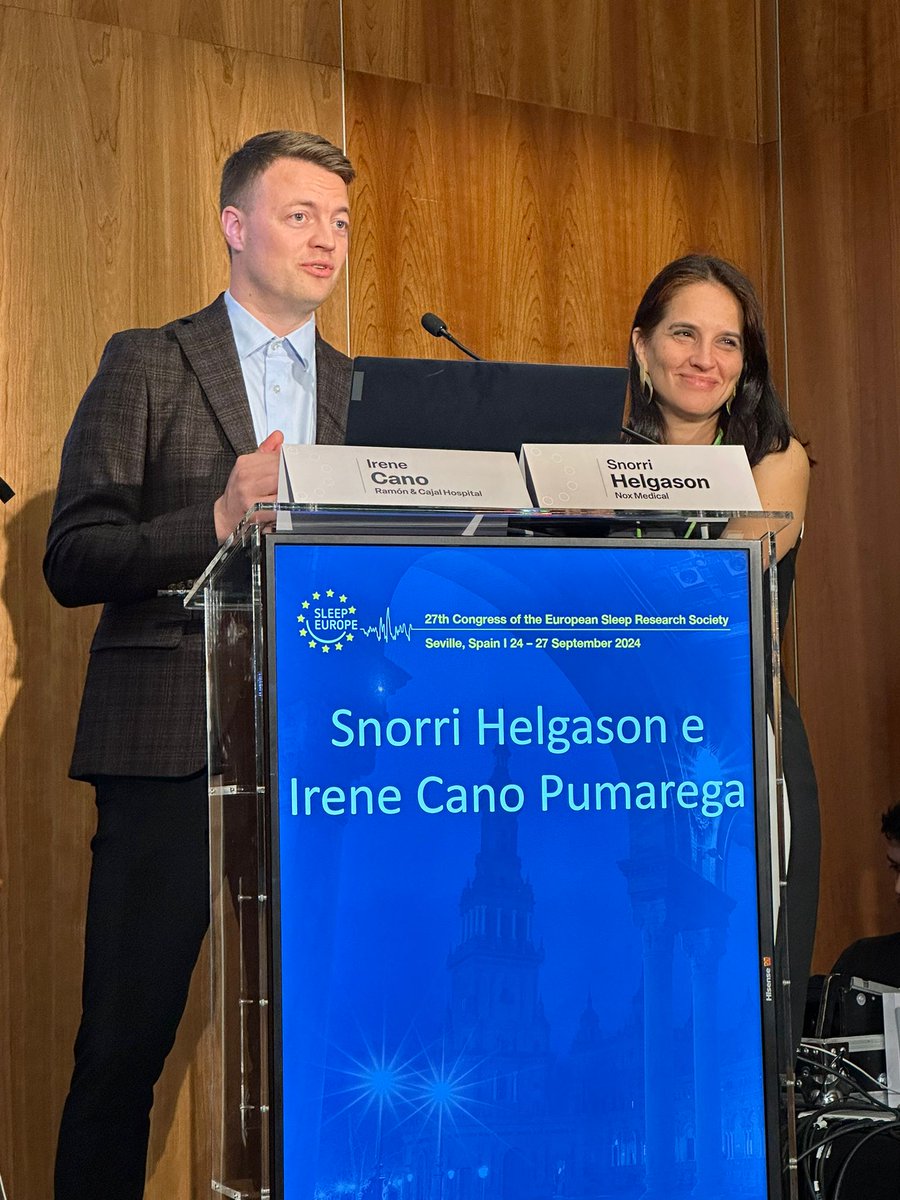 La Dra Cano, coordinadora de la unidad funcional de sueño y epilepsia de nuestro hospital durante las ponencias: Revolutionizing Sleep Science: a New era in sleep Analysis with enhanced arousal detection e Inteligencia artificial en el diagnostico de trastornos del sueño