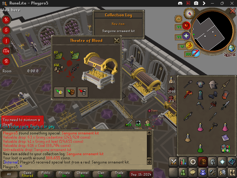 Sanguine ornament kit Obtained at 18 HMT KC! ✅

~Playpro5