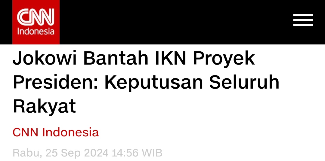 StefanAntonio__'s tweet photo. .
.
JOKOWI CLAIM IKN PROYEK SELURUH RAKYAT
O M O N G   K O S O N G    !!!

Sejak bertahun-tahun lalu .. Bahkan dari sejak 2019 .. IKN SUDAH DITOLAK RAMAI-RAMAI

Berbagai Media dan Survey mencatat
BAHWA SETIDAKNYA 58-61%
RAKYAT   M E N O L A K   I K N   !!!
BAHKAN 94.7% PNS IKUT MENOLAK IKN !!!

Lantas kalau sudah MAYORITAS
Rakyat MENOLAK IKN ...

Mana bisa @jokowi CLAIM kalau IKN itu
KEPUTUSAN SELURUH RAKYAT ??!!!

IKN ITU JELAS PROYEK AMBISIUS @JOKOWI !!!

Jadi kalau sampai IKN MANGKRAK ..
maka JOKOWI-lah YANG HARUS
BERTANGGUNH-JAWAB SEPENUHNYA !!!
.
.