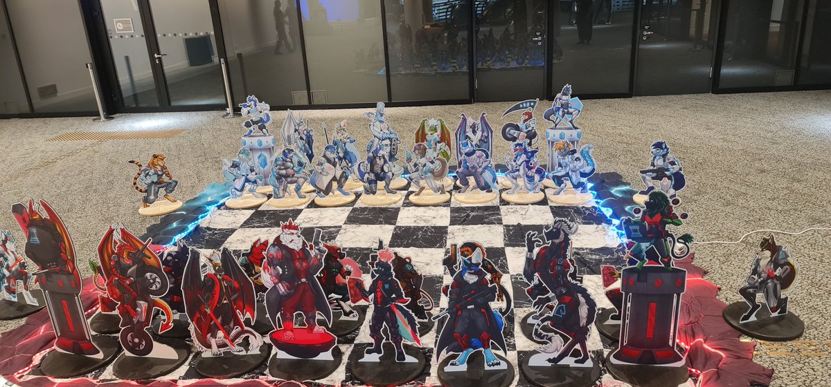 Aninok_Magnolis's tweet photo. At this years #Eurofurence we made a giant chess board! And what initally was planned to be Post-its for rules of a specific chess variant was quickly repurposed by Furries for their artistic endeavours to stick on the column beside it. Here is a 'Best of EF Post-its' x3 https://t.co/F3bo7YFBGi