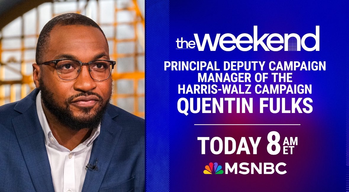 The Weekend on MSNBC (@theweekendmsnbc) on Twitter photo Vice President Harris goes on offense in battleground Arizona and hits Donald Trump on his favorite issues. <a href="/quentinfulks/">Quentin Fulks</a> joins The Weekend to discuss. Vice President Harris goes on offense in battleground Arizona and hits Donald Trump on his favorite issues. <a href="/quentinfulks/">Quentin Fulks</a> joins The Weekend to discuss.