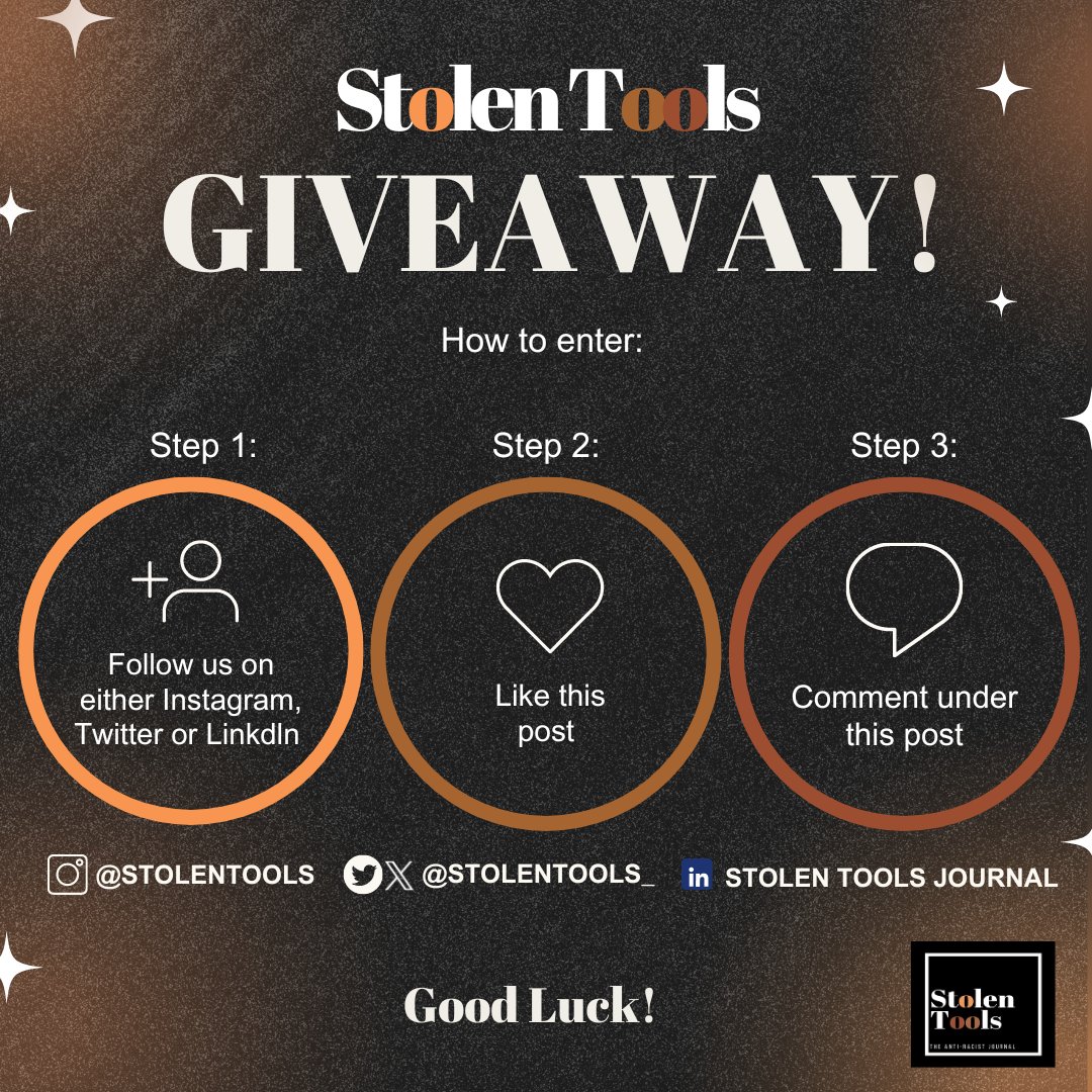Join us in celebrating issue 2 of Stolen Tools by getting involved in our give away! Make sure to follow all the steps, good luck to you all! This ends Friday 4th October.
