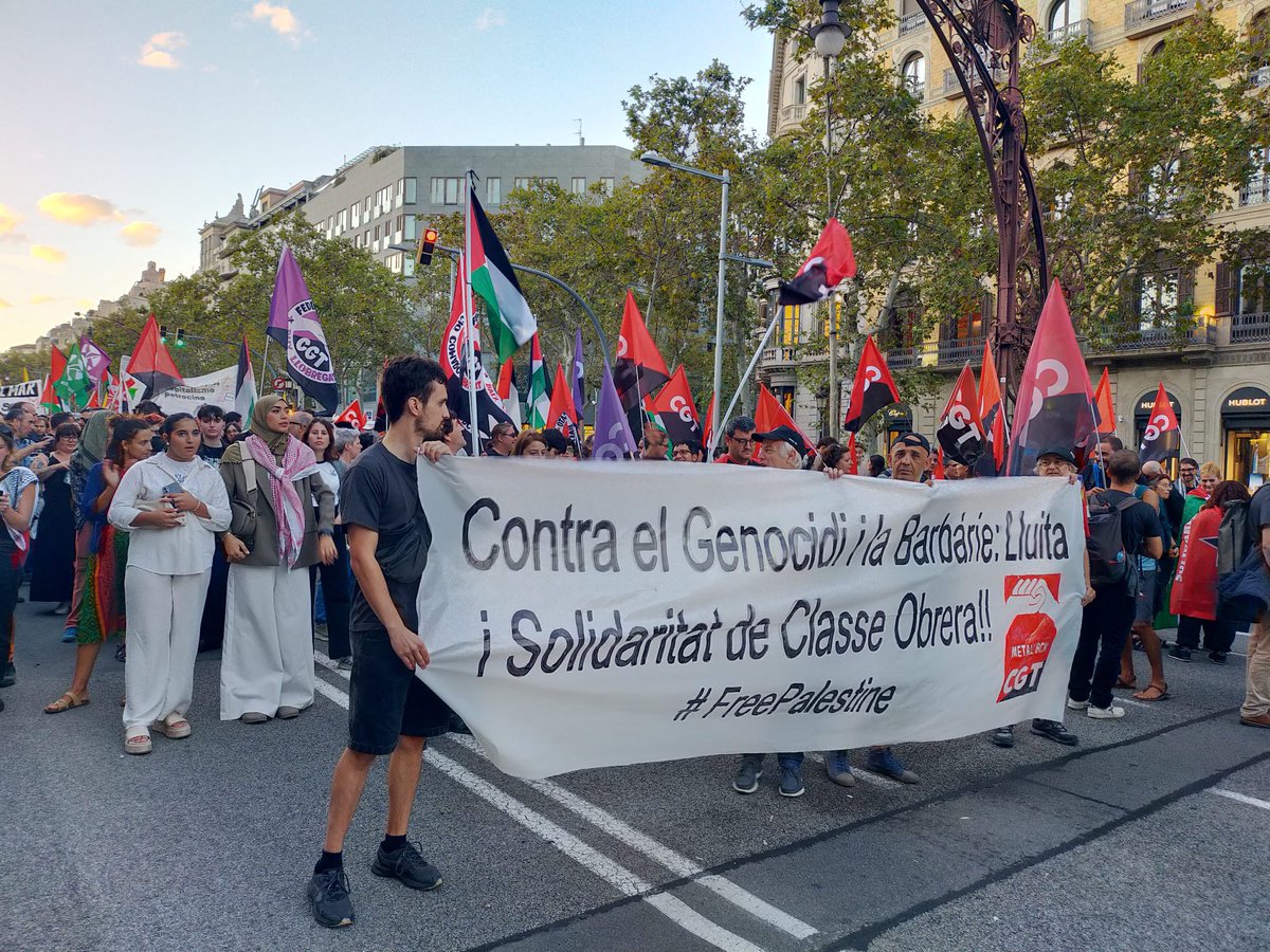 CgtSoci's tweet photo. ✊⚙️🛠Som Classe Treballadora i davant la complicitat de governs, institucions i empreses amb l’Estat Genocida Sionista, responem amb Lluita i Solidaritat amb al poble Palestí!!!

Prou complicitats!!

#27S
#VagaPerPalest1na
#SomInt1fada27S

FreePalestine
✌️🆓🇵🇸 ✌️ https://t.co/2Qf5VxzBA7