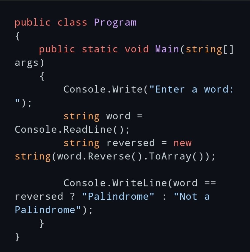 DotnetTechPRO's tweet image. Palindrome Check c# #dotnettechpro #dotnet #csharp #dotnetdeveloper #webdevelopment #techtips #aspnetcore #azure #coder #CodeWithMe #CodeLife #codecommunity