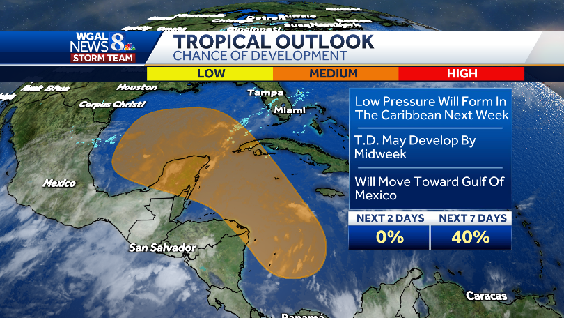 ChristineWGAL's tweet image. 🌀 TROPICAL OUTLOOK
Hurricane #Issac and Tropical Storm #Joyce are in the #Atlantic, but we're keeping an eye on this developing low pressure system headed toward the Gulf of Mexico. A tropical depression may develop by midweek. The next storm name is #Kirk. #Tropics