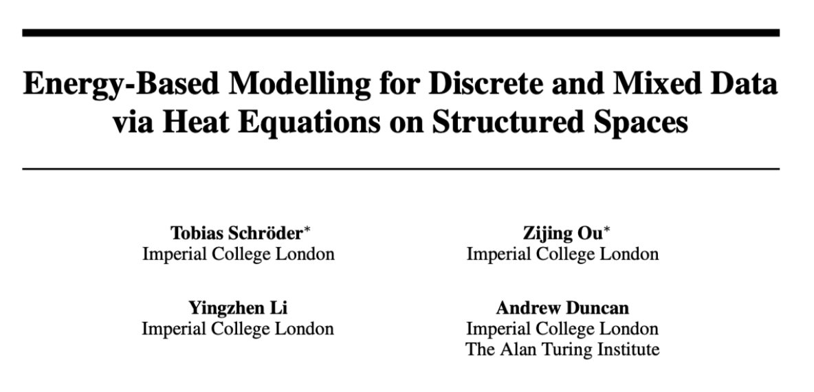 tobias_schrdr's tweet image. I am pleased to share that our work on Energy-Based Model training on discrete, mixed, and tabular state spaces, joint work with @JzinOu , @liyzhen2 , and Andrew Duncan has been accepted to #NeurIPS2024! Our preprint will be published soon, so stay tuned!