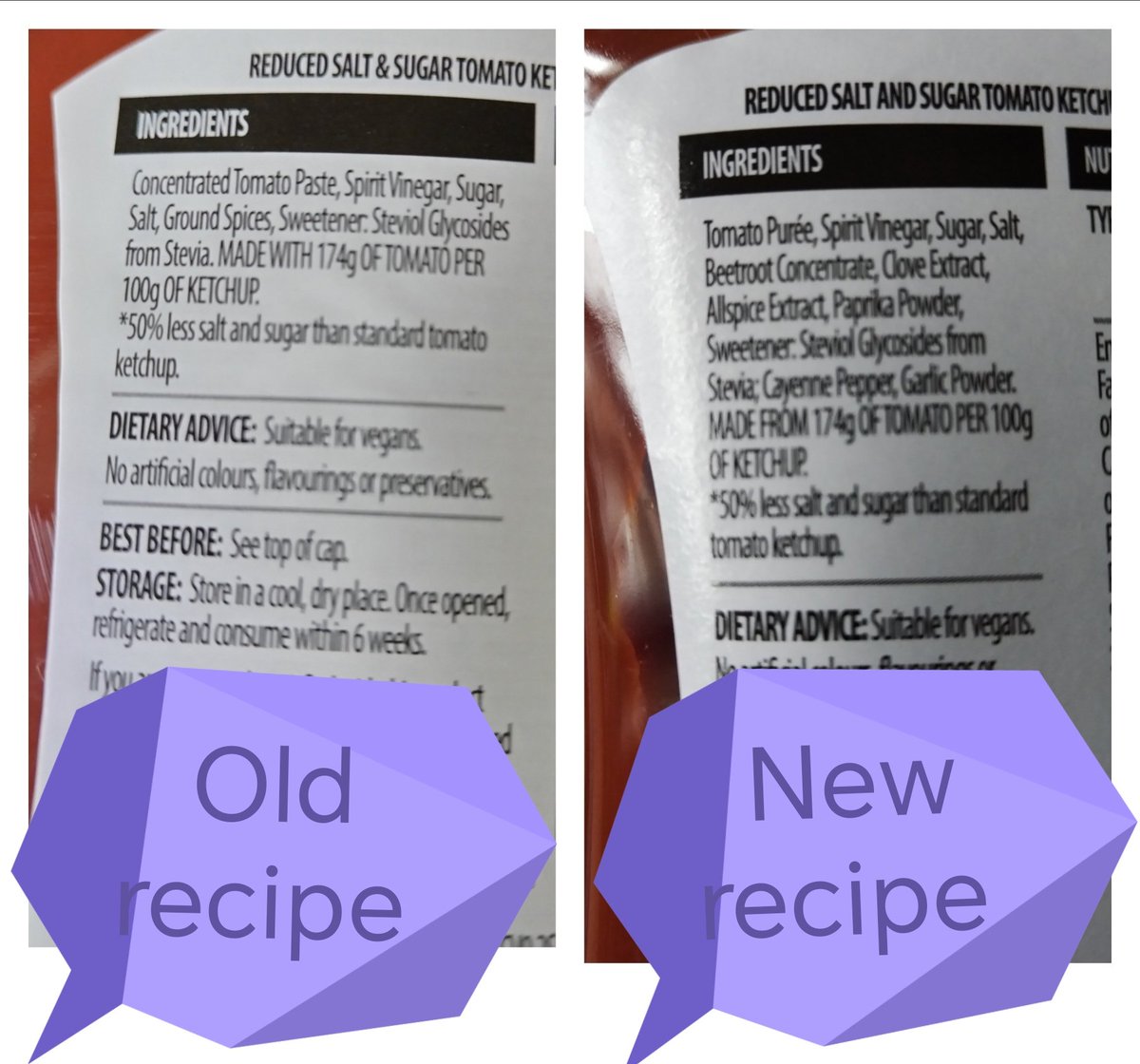 Heyy <a href="/AldiUK/">Aldi Stores UK</a> why don't you inform people when you change a product? This is the worst ketchup I've ever had even worse than cash and carry cheap stuff.
Was there any reason to add so many other ingredients to it to make it taste this bad🤔😭😠
