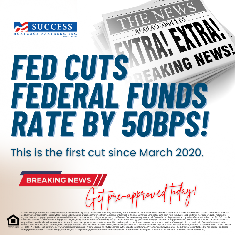 success_mp's tweet image. HAVE YOU HEARD? The Fed has cut their target rate by a FULL 50bps!  

This marks the winding down of the aggressive stance they took to fight inflation over the past several years.

Reach out today to learn more... How can we help you?