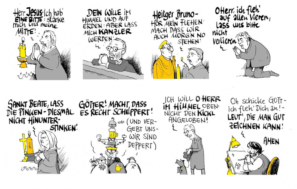 Jetzt hilft nur noch: Beten! (29.09.2024)

Die aktuelle Zeichnung von Michael Pammesberger gibt es hier:
kurier.at/pammesberger