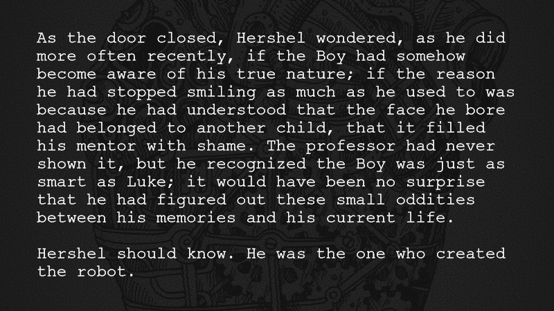 Here's my first piece for the <a href="/Prlaytonbigbang/">Professor Layton Big Bang 2024</a> 2024! Sometimes, you need a little bit of ambiguously evil Layton and his android apprentice. I got to work with the kind and amazing @Magentasploon for the art!

Read All Machines Have a Heart, Yet on AO3:
🎩 archiveofourown.org/works/58763701/