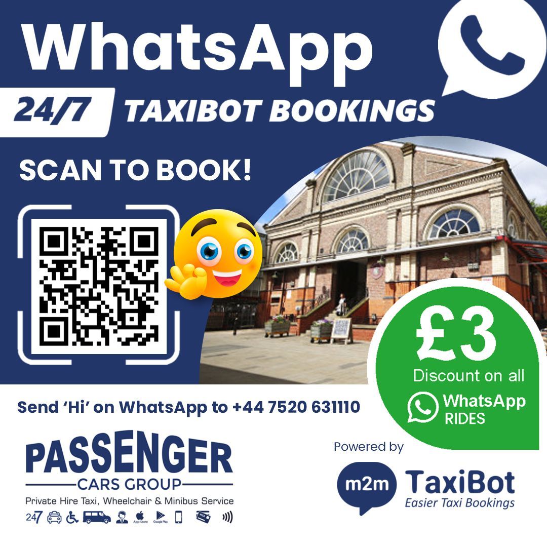 Book a Taxi using  Passenger Cars WhatsApp TaxiBot and get £3.00 off every ride 🚕

Its so easy! buff.ly/3JBNfrC

Save as Passenger Cars TaxiBot and just say Hi 🙌🙌

You can book a journey, get a quote or manage an existing booking without the need to speak to an agent.