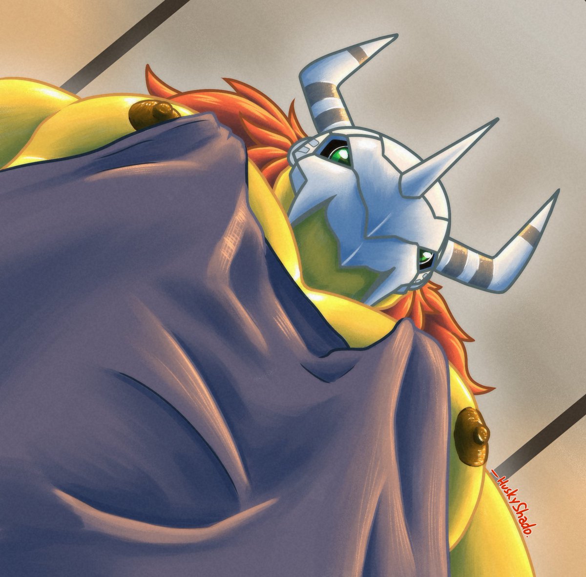 ShadoHusky's tweet photo. Yesterday I got a little bored and I did a big boba wargreymon 👁️👄👁️ https://t.co/76usskNnlQ