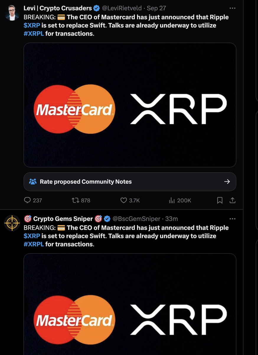 Beware of crypto twitter $XRP shillers twisting words. @mastercard CEO  Michael Miebach said 