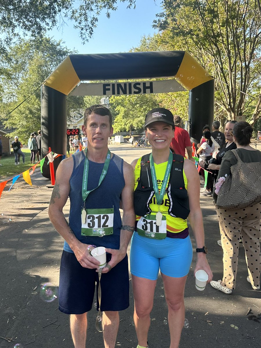 Power is still off, but my husband is awesome and encouraged me to stick to my original weekend plan. So, this morning I guided my first race postpartum. Joe and I did a half marathon in Davidson. Felt so good to be back!