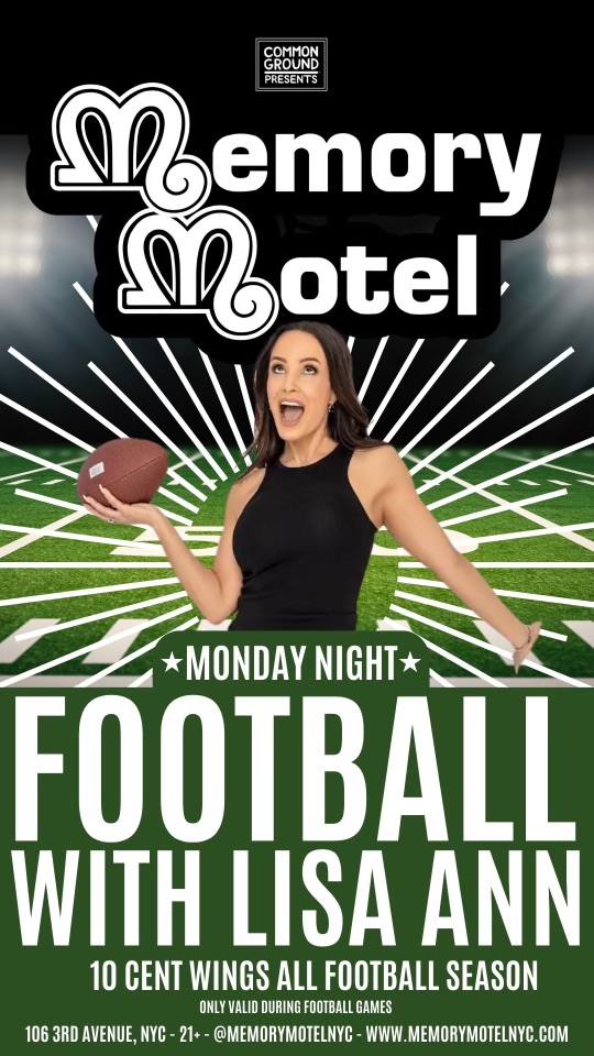 thereallisaann's tweet image. Can’t wait for Monday Night! 🏈🔥 Catch me at @memorymotelnyc NYC for Monday Night Football all season long. 🔥🗓️ The games are intense, the food is on point &amp;amp; the atmosphere is unbeatable. #MondayNightFootball #GameDayGoals #MemoryMotel  #NYC memorymotelnyc.com
