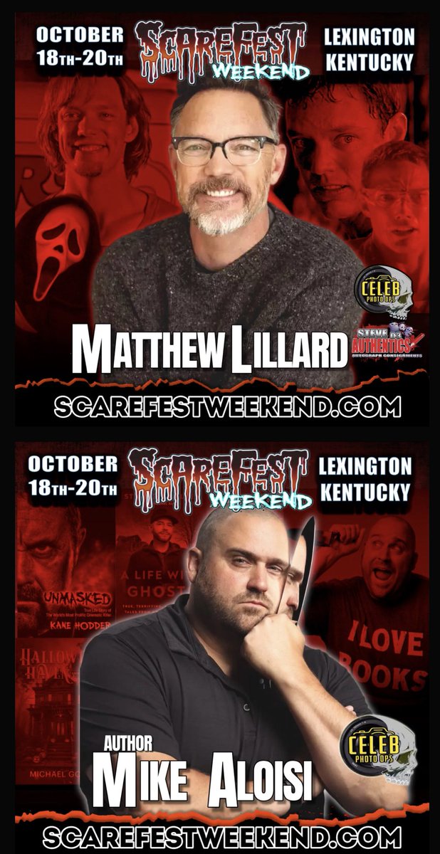 AuthorMike's tweet photo. I'm thrilled to announce that I'll be a guest at Scarefest, KY again this year... though the 16 year old me fainted when I saw that I'm listed next to Matthew Lilllard on the site! 

Tickets: 
https://t.co/rDSc0RDA9T https://t.co/SKlikdRuL6