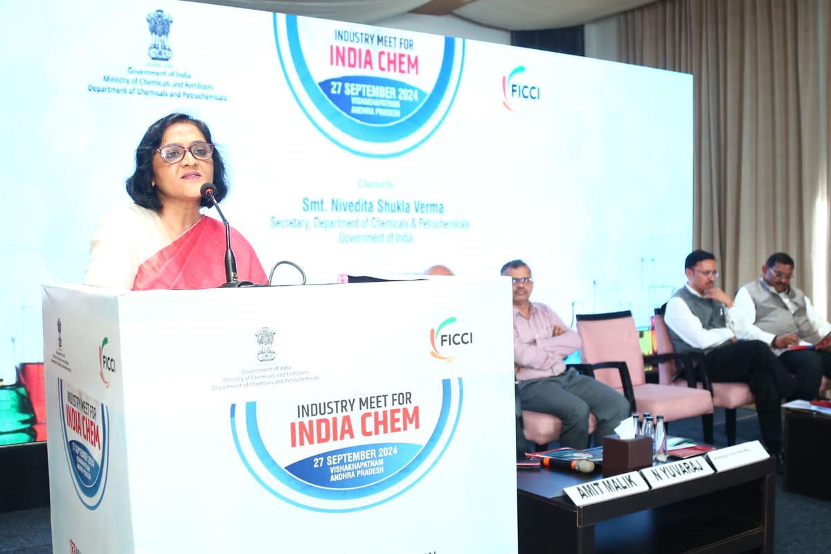 dcpcindia's tweet photo. @sribharatm Shri Sribharat Mathukumilli, Hon'ble Member of Parliament Lok Sabha, Visakhapatnam presided over #IndiaChem2024 trade promotional event at Visakhapatnam in presence of Smt. Nivedita Shukla Verma, Secretary, Dept. of Chemicals &amp; Petrochemicals on 27th September 2024 https://t.co/br2jBloMBn