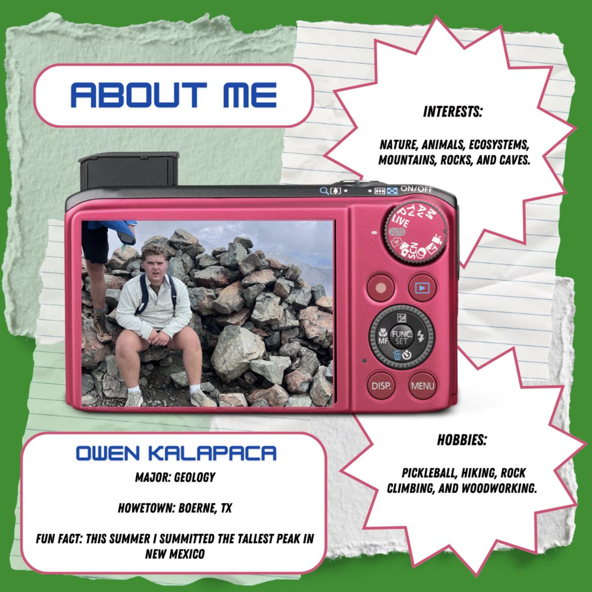 Our next freshman for the 2028 Top Scholar Program! 🙌
Meet Owen Kalapaca, a passionate Geology major with a love for nature and animals! 🌿🐾 

We’re excited to see the incredible insights and discoveries he’ll bring to the program.