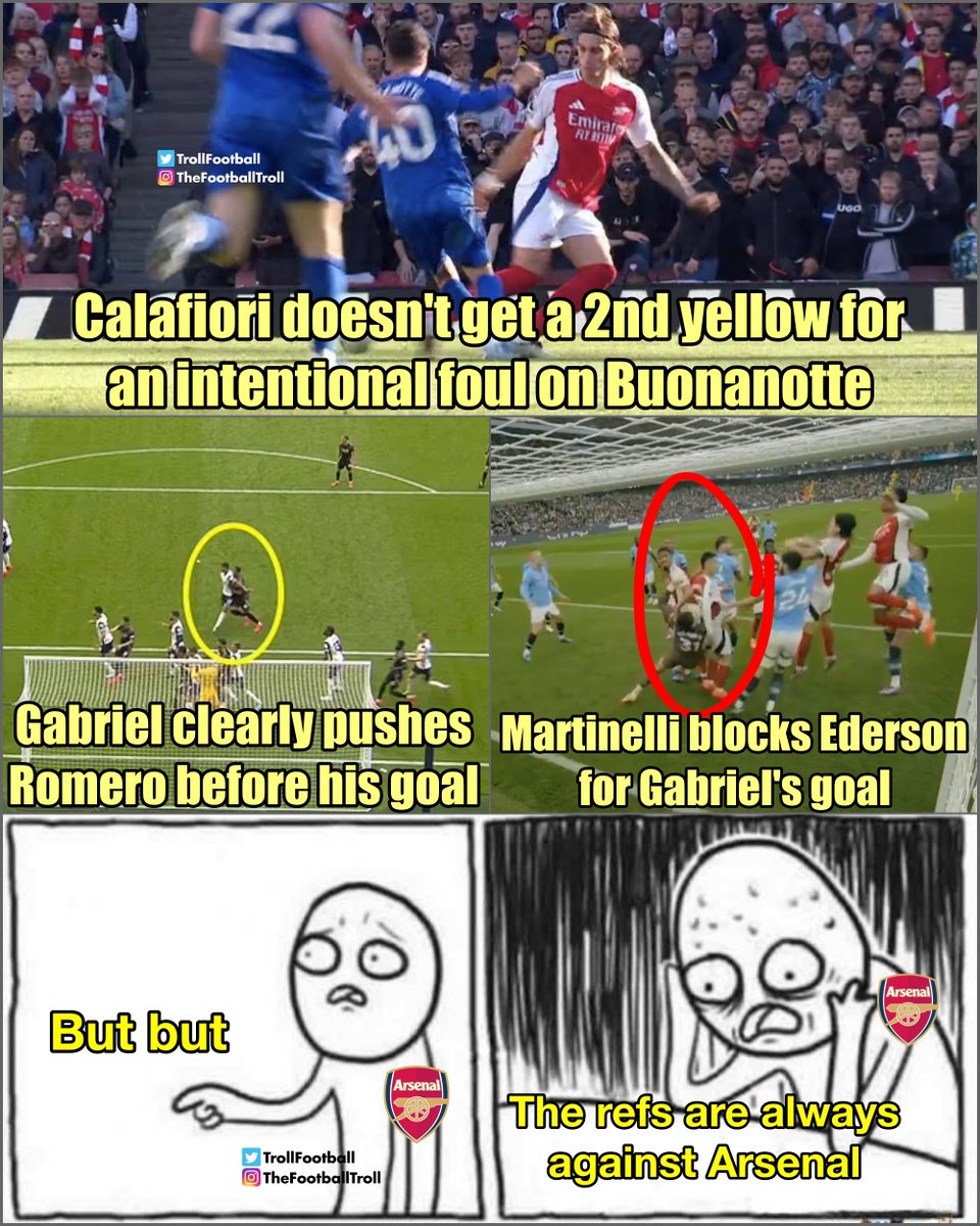 TrollFootball's tweet photo. I bet Arsenal will still somehow play the victim card https://t.co/VYMJnpGkdo