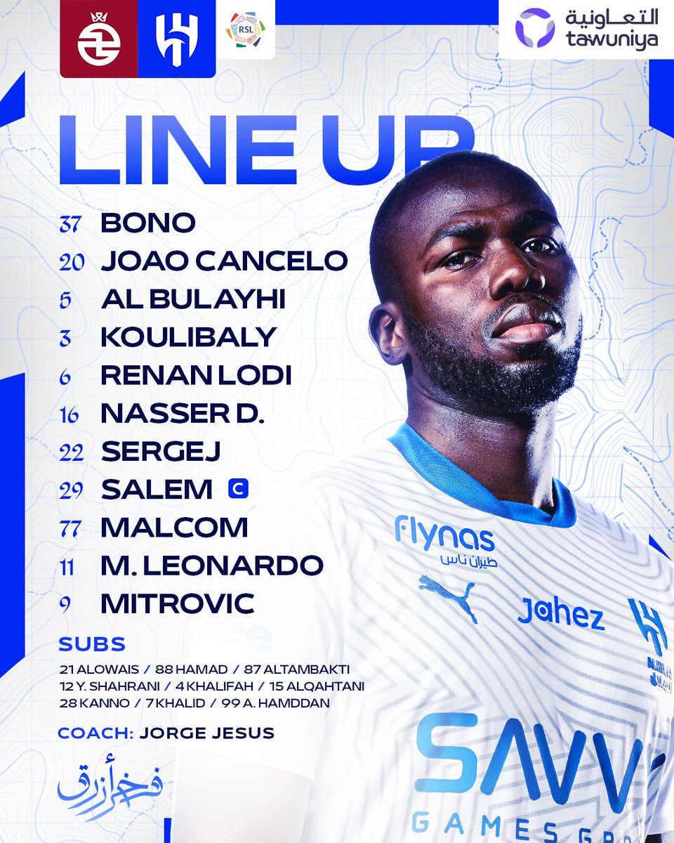 Alhilal_EN's tweet photo. 📋 This is our squad for tonight’s match ✅ 
#RoshnSaudiLeague 💫 
#AlHilal 🤍💙 https://t.co/CcrDaOQBJH