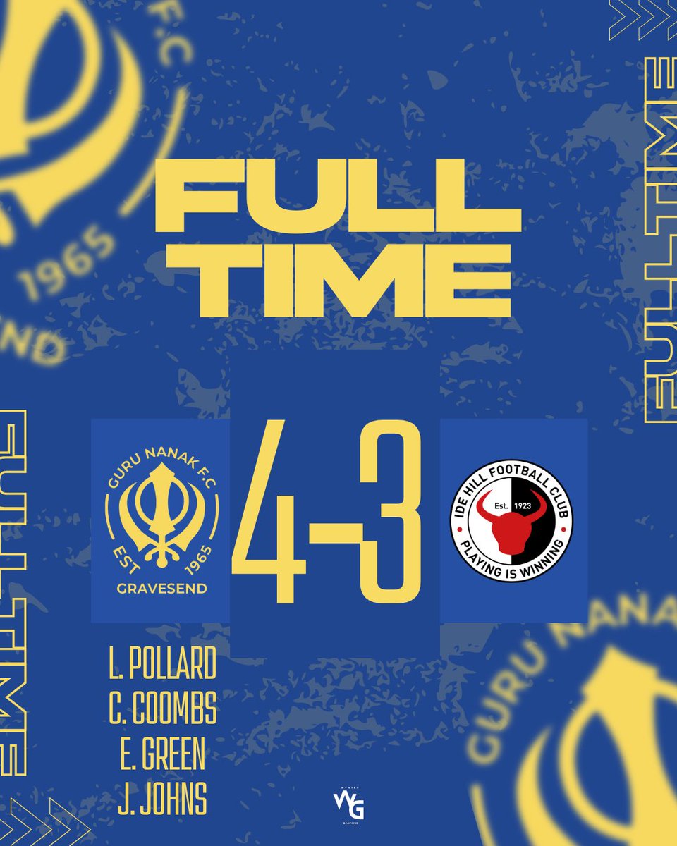 Guru Nanak FC (@gurunanakfc) on Twitter photo FULL TIME ⌛️
A nice win at home today against <a href="/idehillfc/">Ide Hill FC</a> ⚽️
L. Pollard ⚽️
C. Coombs ⚽️
E. Green ⚽️
J. Johns ⚽️
Nathan Reid 🅰️
E. Musa 🅰️🅰️
J. Watts 🅰️
MOTM: E. Green 🏆
Massive thank you to Ide Hill for cleaning our away changing room after the game 👏🏼
#gurunanakfc FULL TIME ⌛️
A nice win at home today against <a href="/idehillfc/">Ide Hill FC</a> ⚽️
L. Pollard ⚽️
C. Coombs ⚽️
E. Green ⚽️
J. Johns ⚽️
Nathan Reid 🅰️
E. Musa 🅰️🅰️
J. Watts 🅰️
MOTM: E. Green 🏆
Massive thank you to Ide Hill for cleaning our away changing room after the game 👏🏼
#gurunanakfc