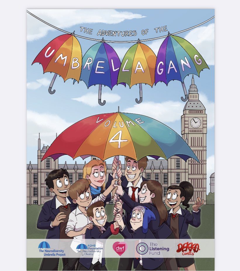 The Neurodiversity Charity ADHD Foundation (@adhdfoundation) on Twitter photo It’s arrived! In time - Oct is ADHD Awareness Month. The 4th & final volume of ‘THE ADVENTURES OF THE UMBRELLA GANG’☂️☂️☂️ Download FREE via; adhdfoundation.org.uk/wp-content/upl…
for young people by young people. Thanks <a href="/DWF_Foundation/">DWF Foundation</a> @listeningfund ☂️ <a href="/DekkoComics/">Dekko Comics</a> <a href="/rickriordan/">Rick Riordan</a> <a href="/CBeebiesHQ/">CBeebies Parenting</a> It’s arrived! In time - Oct is ADHD Awareness Month. The 4th & final volume of ‘THE ADVENTURES OF THE UMBRELLA GANG’☂️☂️☂️ Download FREE via; adhdfoundation.org.uk/wp-content/upl…
for young people by young people. Thanks <a href="/DWF_Foundation/">DWF Foundation</a> @listeningfund ☂️ <a href="/DekkoComics/">Dekko Comics</a> <a href="/rickriordan/">Rick Riordan</a> <a href="/CBeebiesHQ/">CBeebies Parenting</a>