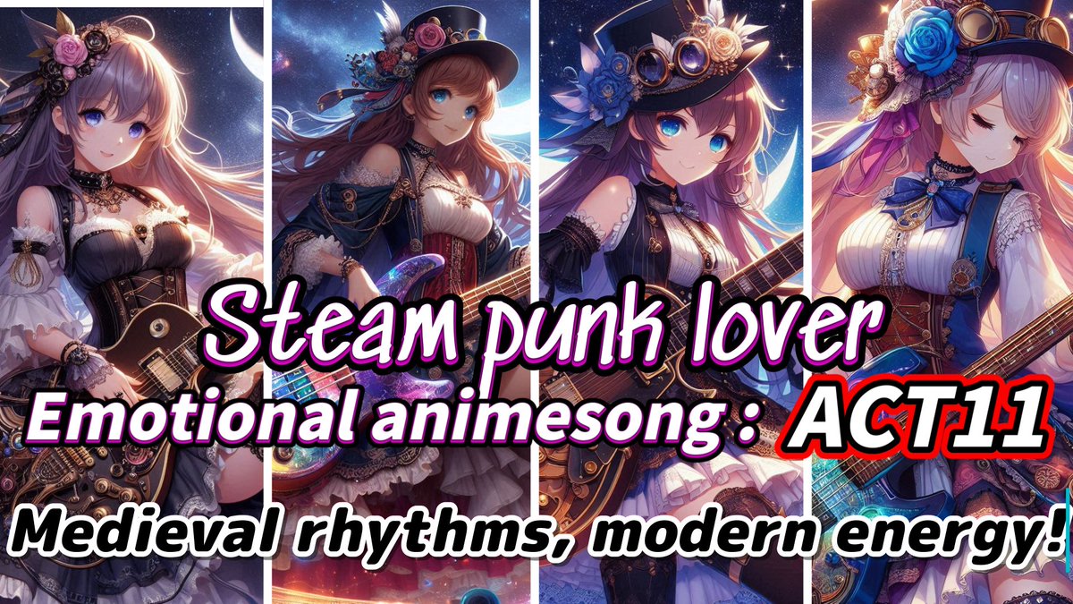 lover_stea53027's tweet photo. 【Anime song Rock ACT11】Medieval rhythms, modern energy!#Steampunk #traprock
https://t.co/Mvf6h1cN9z
#steampunkmusic. #rockmusic #relaxingbgm #fantasybgm #keyboardplaying #guitarplaying #drammachine https://t.co/U7NXnAdTy6