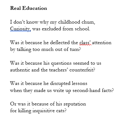 Here's a response to this week's call #PoemsAbout #school