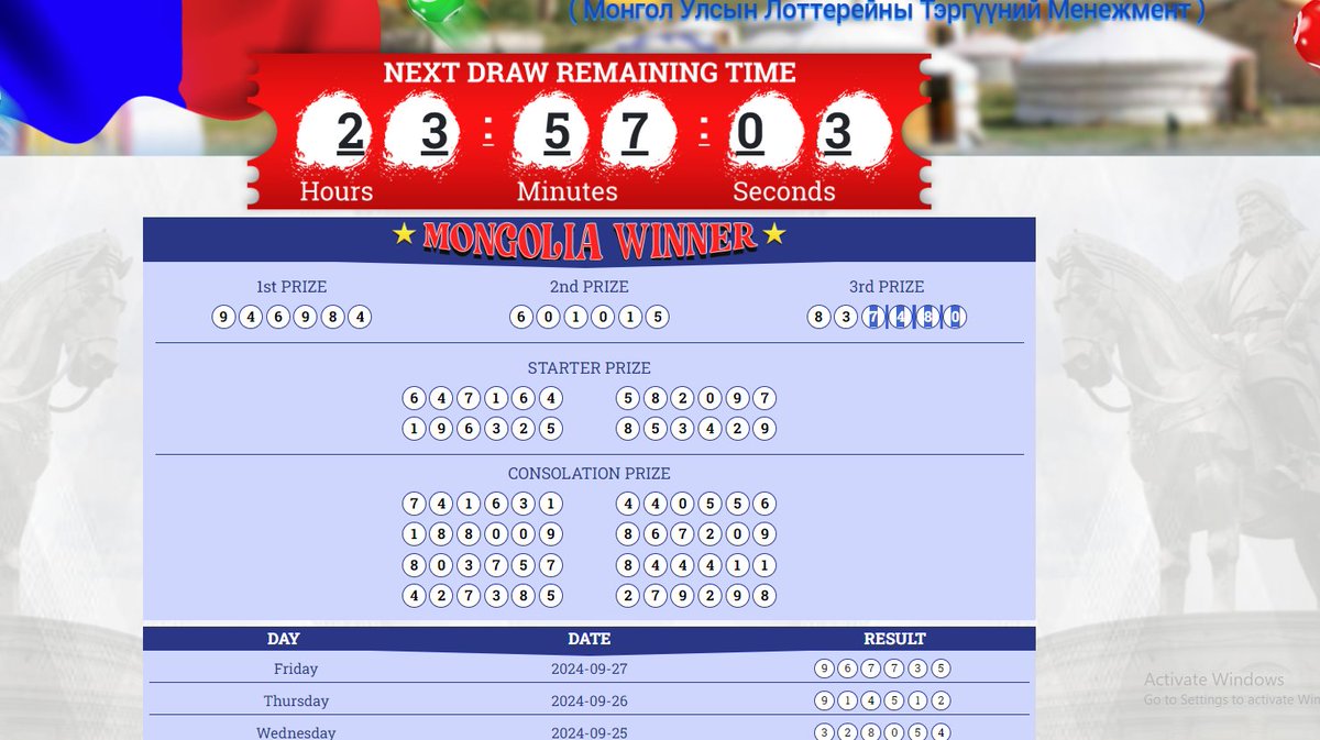 Pgsoft38Oficial's tweet photo. Berikut result pasaran Mongolia (MW) Hari ini adalah:
Nomor : 6984
Shio : ular
Kami ucapkan selamat kepada para pemenang yang beruntung
Link Resmi : https://t.co/TtrwkW3gNl

#pgsoft38 #TogelMongolia #resulthariini https://t.co/WlRiDYuFzC