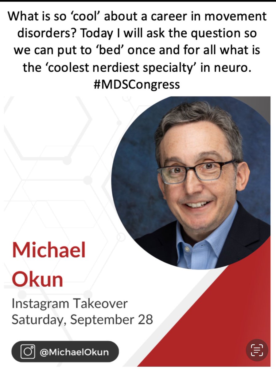 If you are considering a career in movement disorders check out the <a href="/movedisorder/">MDS</a> movement disorders society Instagram where I will try to convince you TODAY with a series of videos why this is the nerdiest, but coolest specialty. Sorry <a href="/DGlaucomflecken/">Dr. Glaucomflecken</a>
