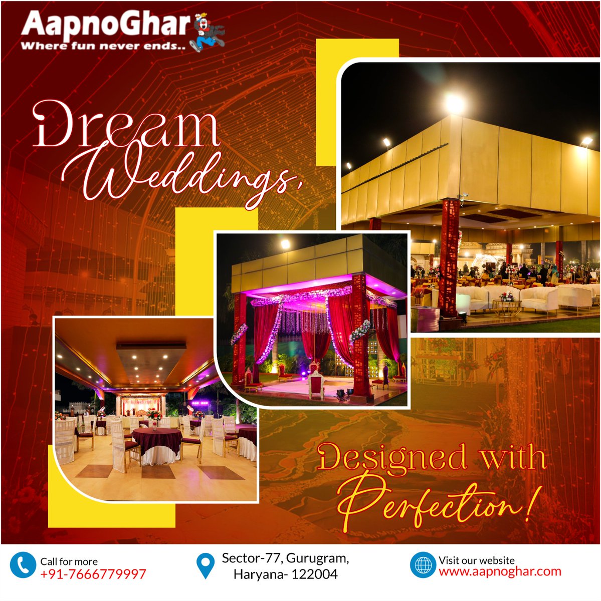 At #aapnoghar #resort, your dream #wedding comes to life. Grand settings and luxurious service make your big day #extraordinary. Book now to make it unforgettable!
🌐aapnoghar.com📲7666779997
#weddings #Trending #Gurgaon #venue #fashion #love #bride #Delhi #celebration