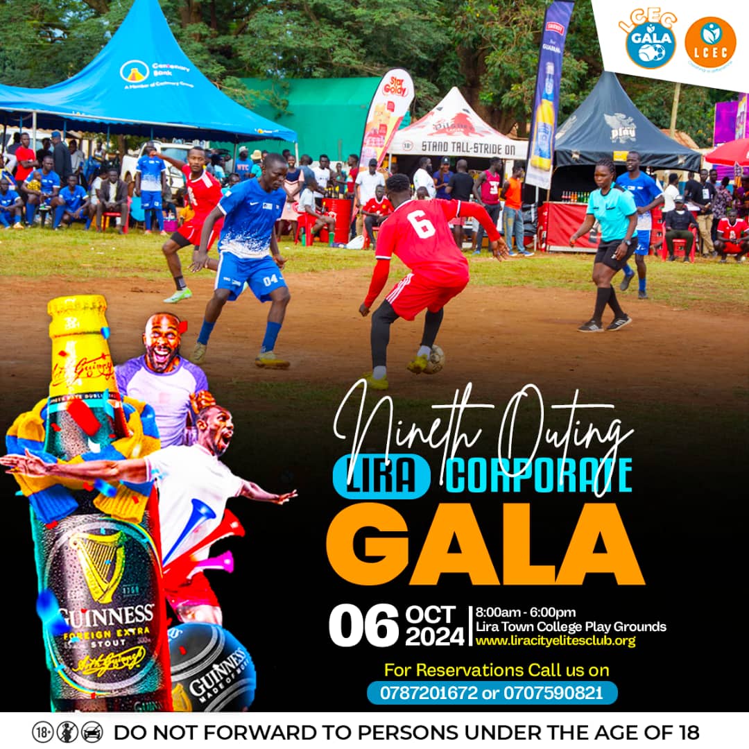 Brian__Skid's tweet image. The 9th Outing of Lira Corporate Gala is happening on Sunday, October 6, 2024 at Lira Town College Playgrounds
Join us for a day filled with fun, competition, and corporate spirit like never before! 

#LiraCorporateGala #9thOuting #Guinness #BlackShinesBrightest