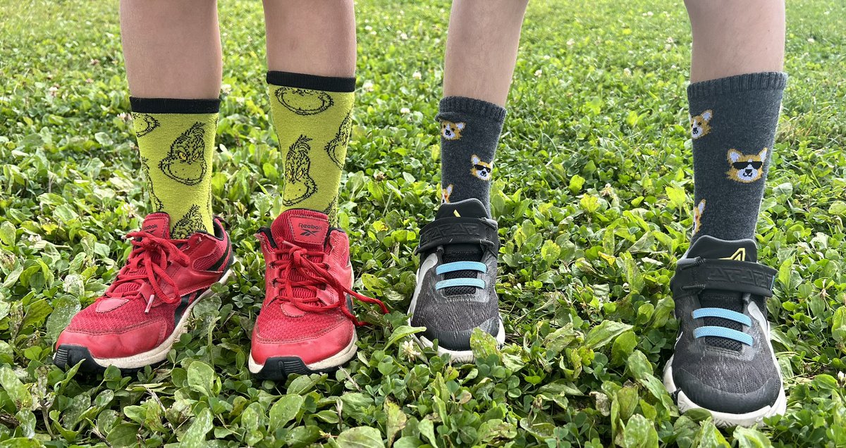 MrsCombden's tweet photo. Another great Silly Sox Terry Fox event! The Stinger Spirit was unbelievable! 🐝 ❤️ Check out some silly socks from the day! @StCeciliaOCSB @StCeciliaSC https://t.co/aX2AJNftjX