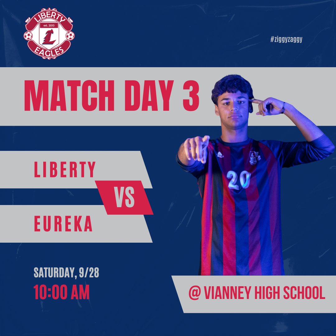 🚨🚨🚨GAME DAY🚨🚨🚨
Liberty vs Eureka, TODAY, 9/28 @ 10:00 AM @ Vianney High School
#ziggyzaggy