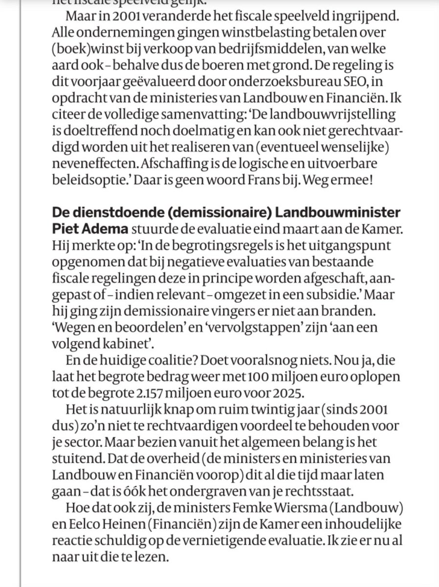 roos vonk (@roosvonk) on Twitter photo De wet bevoordeelt boeren met vele uitzonderingen, schrijft <a href="/FrankKalshoven/">Frank Kalshoven</a>. Dit is er een van: vrijstelling van belasting over winst bij verkoop van grond. Dat levert 2.1 miljard voordeel op waar geen enkele rechtvaardiging voor is. Het is een ondergraving van de rechtstaat. De wet bevoordeelt boeren met vele uitzonderingen, schrijft <a href="/FrankKalshoven/">Frank Kalshoven</a>. Dit is er een van: vrijstelling van belasting over winst bij verkoop van grond. Dat levert 2.1 miljard voordeel op waar geen enkele rechtvaardiging voor is. Het is een ondergraving van de rechtstaat.