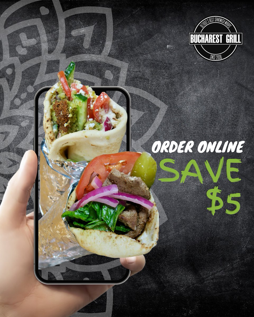 BucharestGrill's tweet photo. Skip the wait! Order online now and enjoy $5 off your next meal.

Start Ordering:  https://t.co/tid4jaNXFy https://t.co/GLGdjSzhrU
