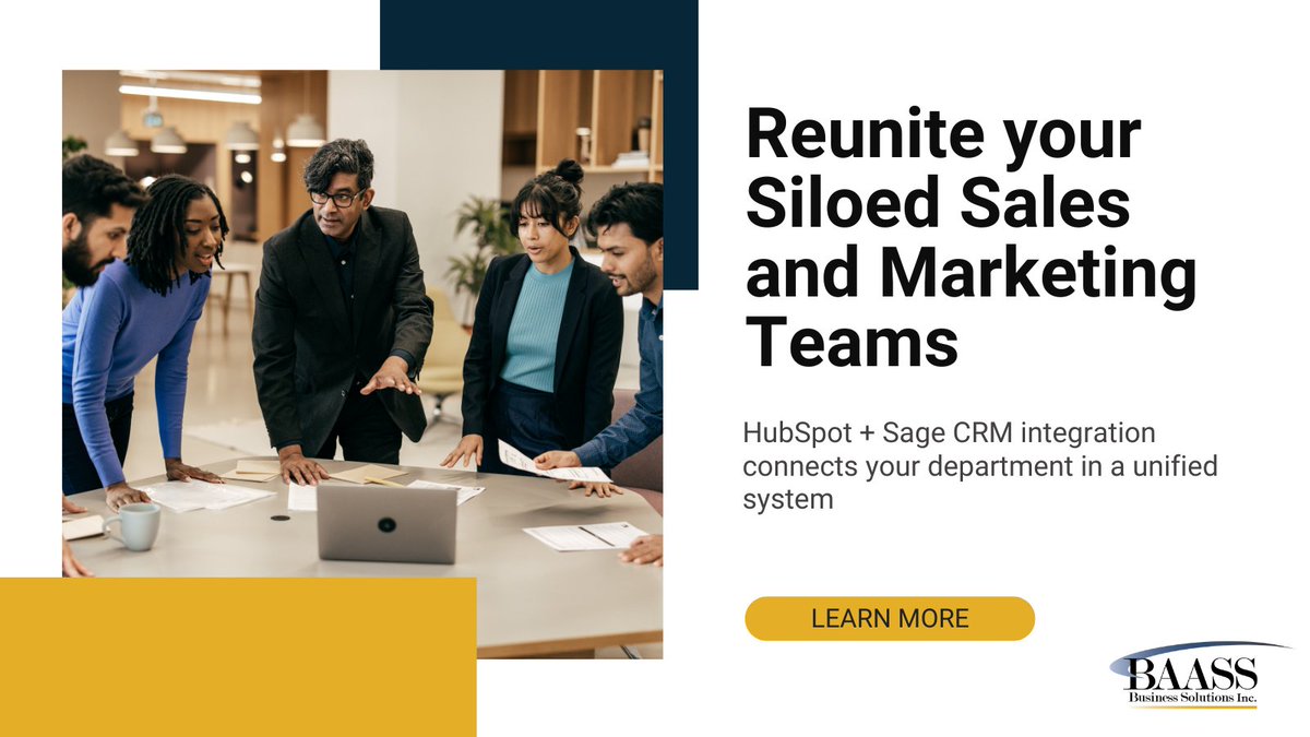 baassbiz's tweet image. Are your sales &amp;amp; marketing teams out of sync? HubSpot + #SageCRM integration offers rich insights from webinars to landing page views
✔ Track engagement
✔ Align sales &amp;amp; marketing
✔ Personalize with real-time data

Let&apos;s help you boost your performance hubs.la/Q02QN1Xb0