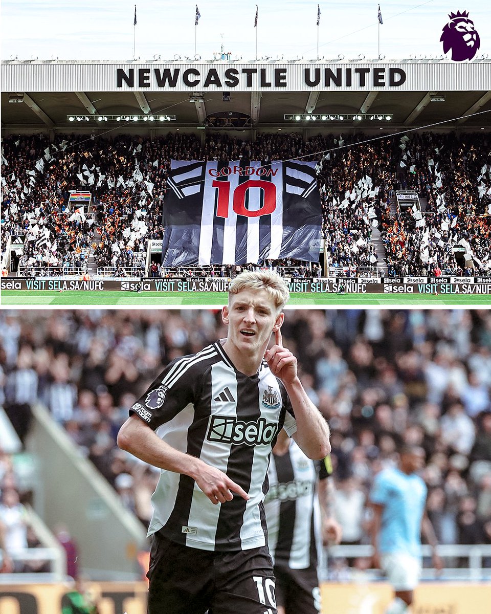premierleague's tweet photo. The @NUFC supporters at St James' Park produced an Anthony Gordon tifo pre-match 🏁

It's almost as if they knew he would score today...

#NEWMCI https://t.co/OxLZIipC41