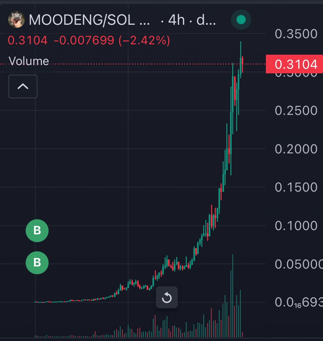 kkashi_yt's tweet photo. Fun fact:
If you bought 1 sol $Moodeng at $50K MC, now it would worth about $964,000 https://t.co/U3JD9z85Lg