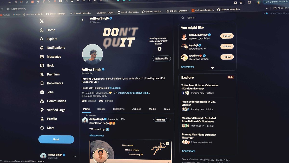 iamadix_'s tweet image. Post a screenshot of what you’re building, let's motivate the others.

#100DaysOfCode #100daysoflearning #javascript  #WebDevelopment  #Frontend #developer  #selftaughtprogrammer #programming #WordPress
