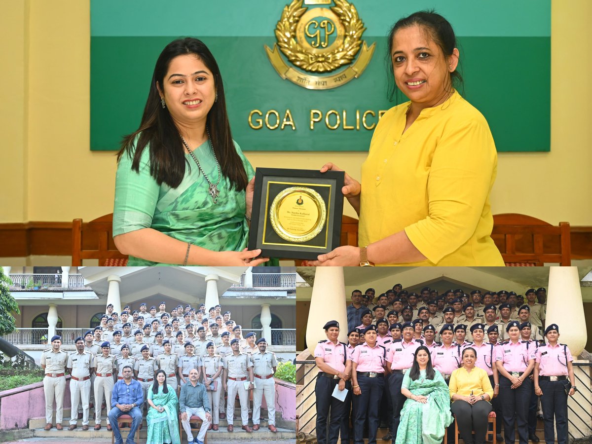 Goa_Police's tweet image. The 2-day workshop on "Soft Skills &amp;amp; Public Speaking" by Ms. Sanika Kulkarni, organized by SP Training Smt. Sucheta Dessai, concluded today. A great initiative enhancing the communication skills of Tourist, Traffic &amp;amp; District Police. #GoaPolice remains committed to excellence!
