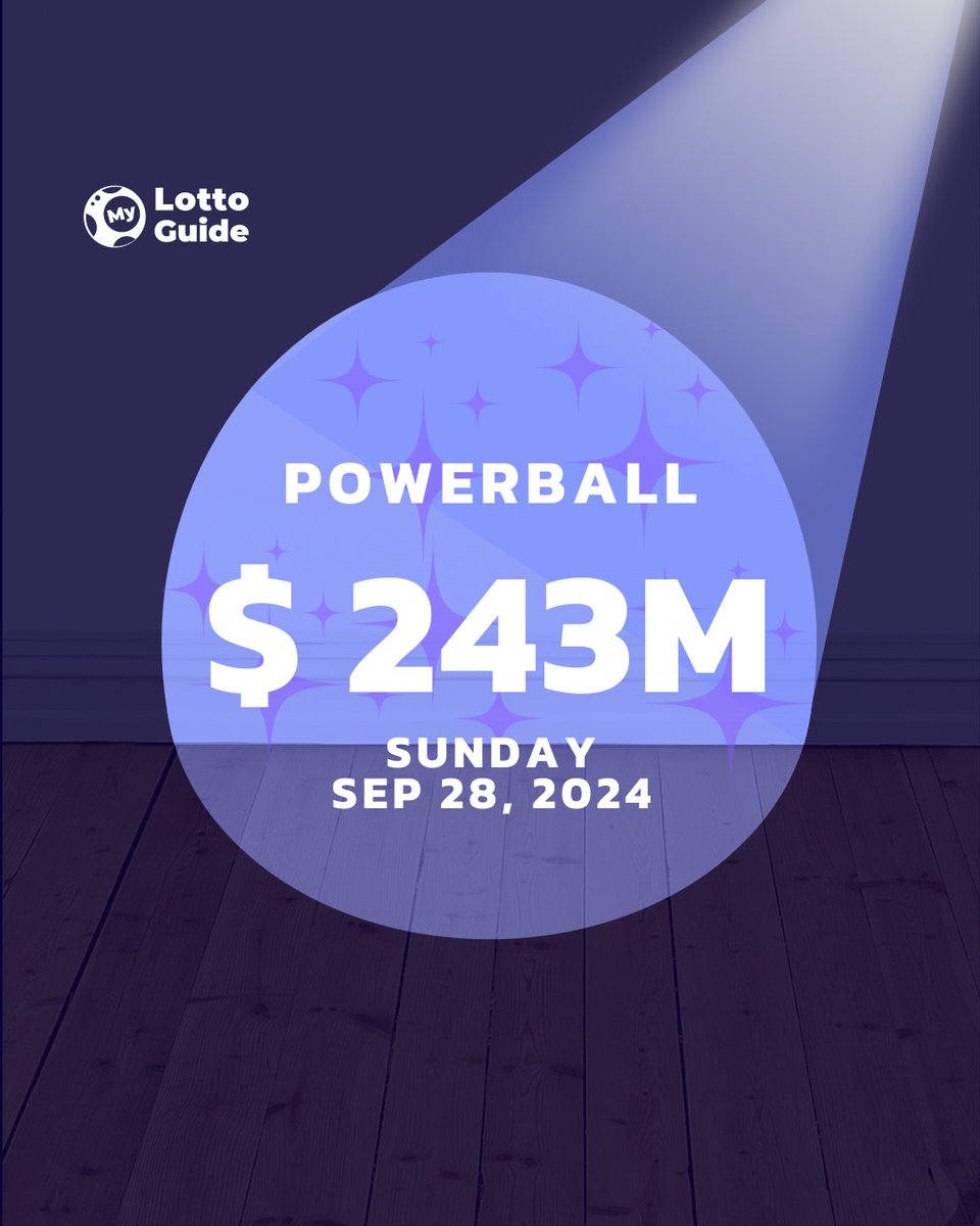 guide_lotto's tweet image. 📷 Spotlight on the Big Win
📷 Next Draw: Sunday, Sep 28 2024
📷 Jackpot: €243 Million

Are you ready for YOUR moment? 
#LotteryJackpot #BigWin #NextDraw #Powerball