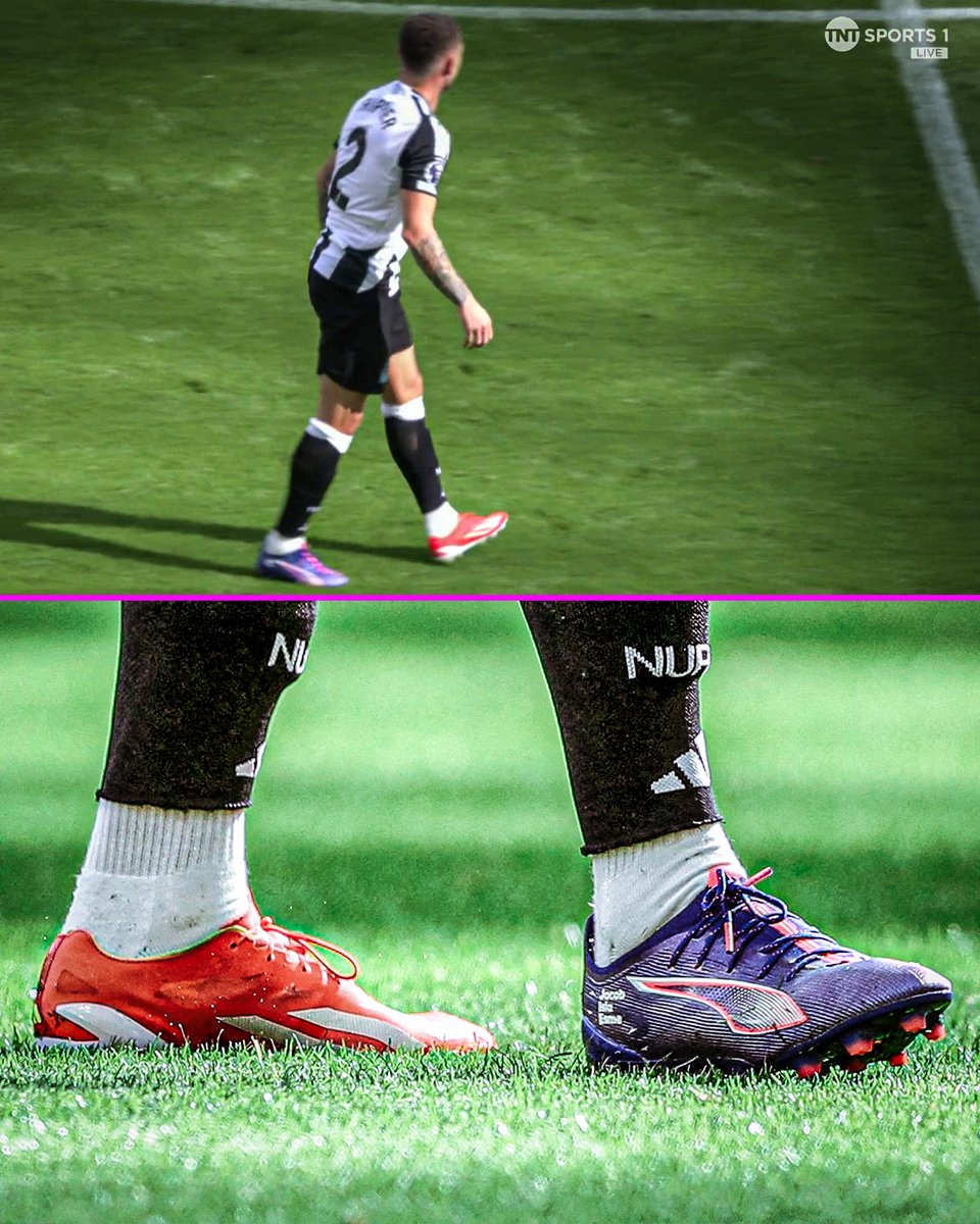 footballontnt's tweet image. Kieran Trippier wore one Adidas and one Puma boot against Man City 👀