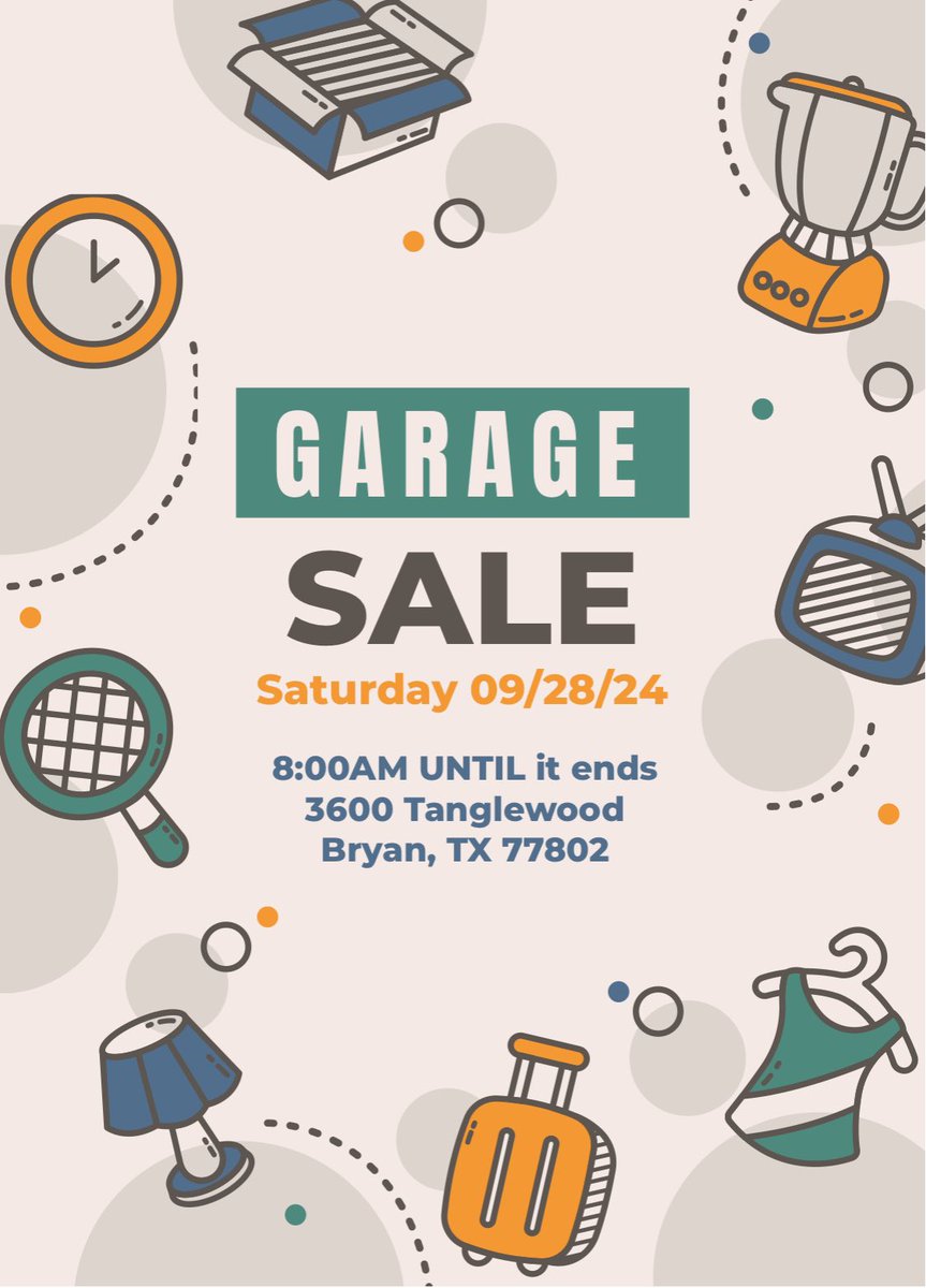 n_navocado's tweet photo. 3600 Tanglewood-Bryan GARAGE SALE TODAY!
Great quality stuff! C’mon over! https://t.co/7jnmYOwPyH