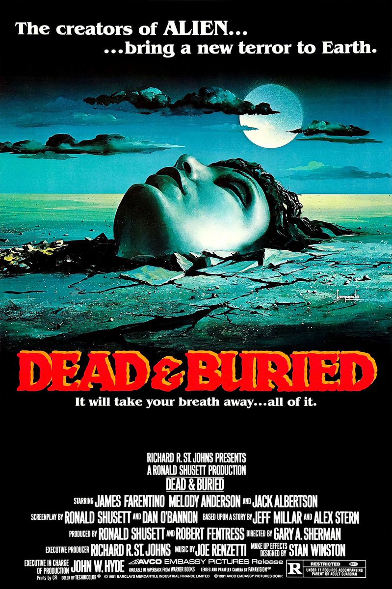 ReelFeelsPod's tweet image. #200DaysOfHorror
#TheLastDriveIn 

Movie #363- Dead &amp;amp; Buried (1981) on AMC Plus 

 A sheriff and his wife realize the town coroner has been creating an army of rural zombies.